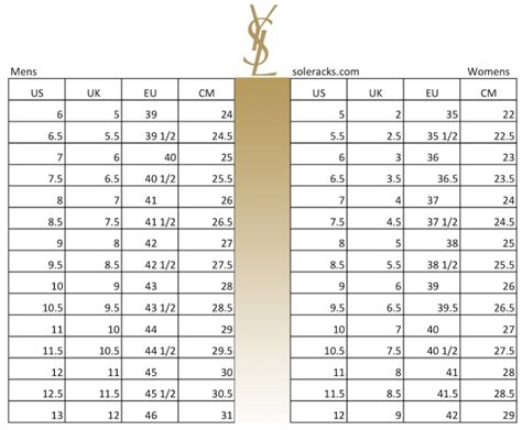 ysl sizes|ysl size chart.